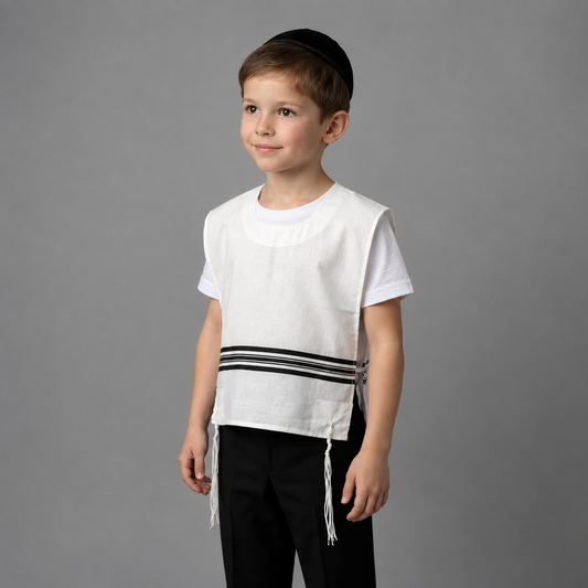 Talit Hinoukh Habad en laine pour enfant, futur Bar Mitsva