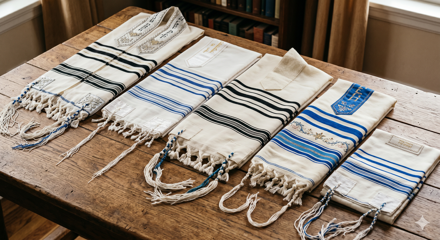 Différents talits adaptés à chaque tradition et pratique religieuse