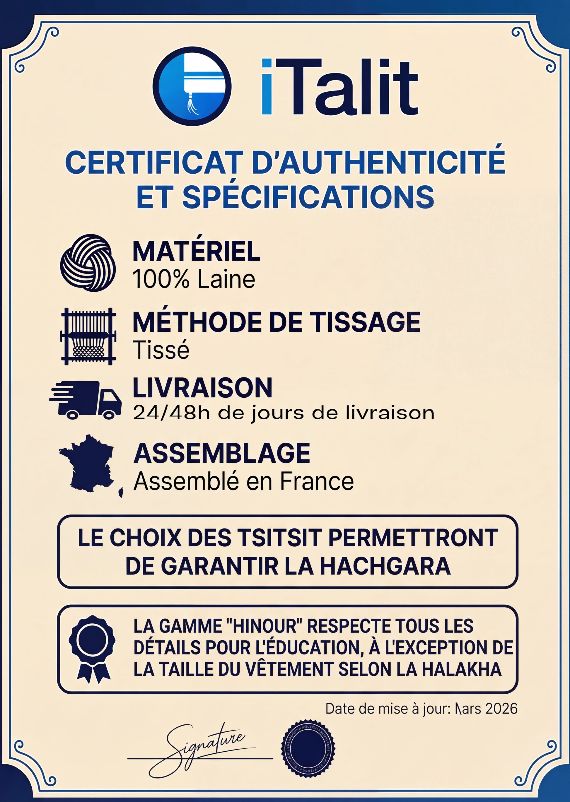 Certification Talit Hinouh